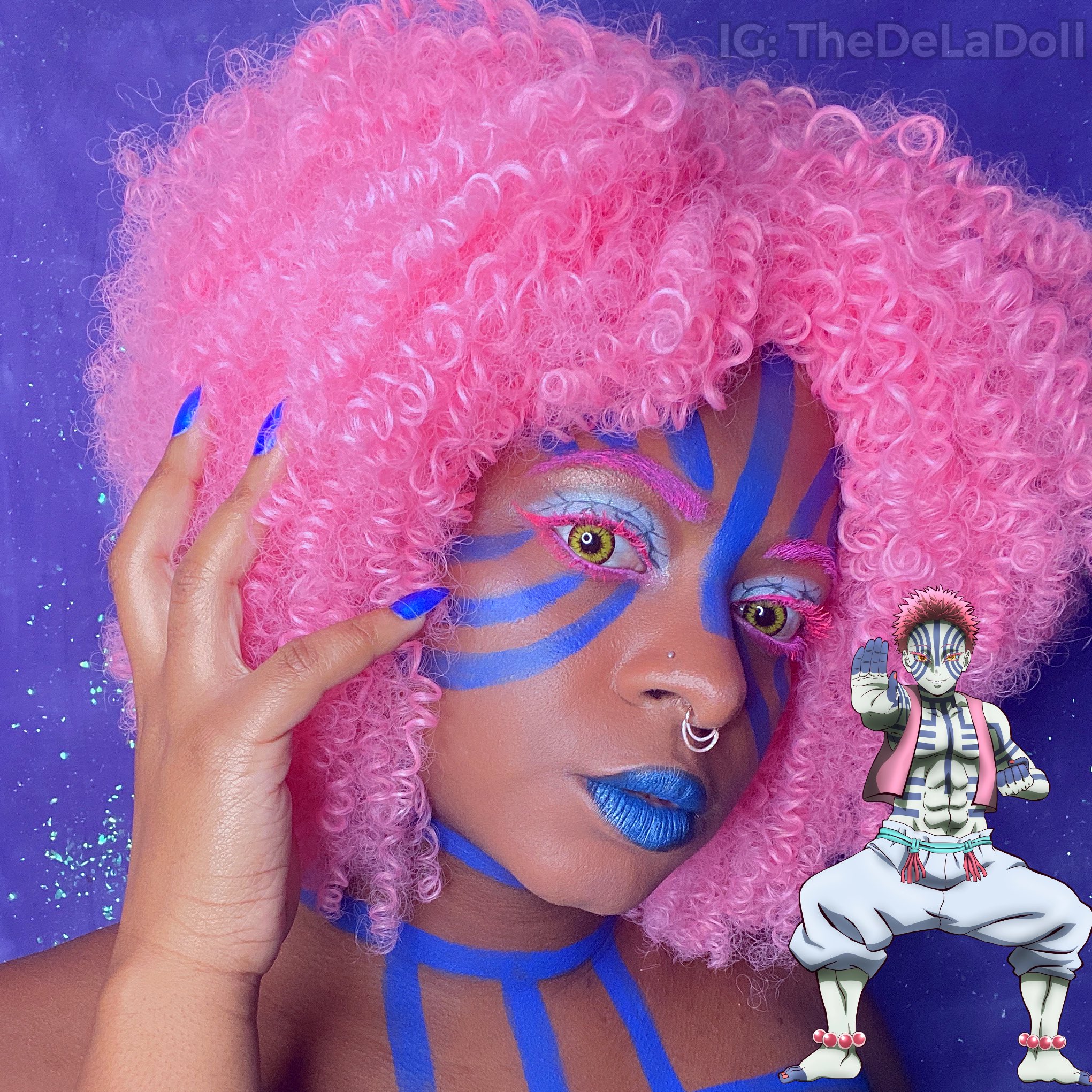 DeLa Doll's Akaza - DemonSlayer Cosplay Makeup