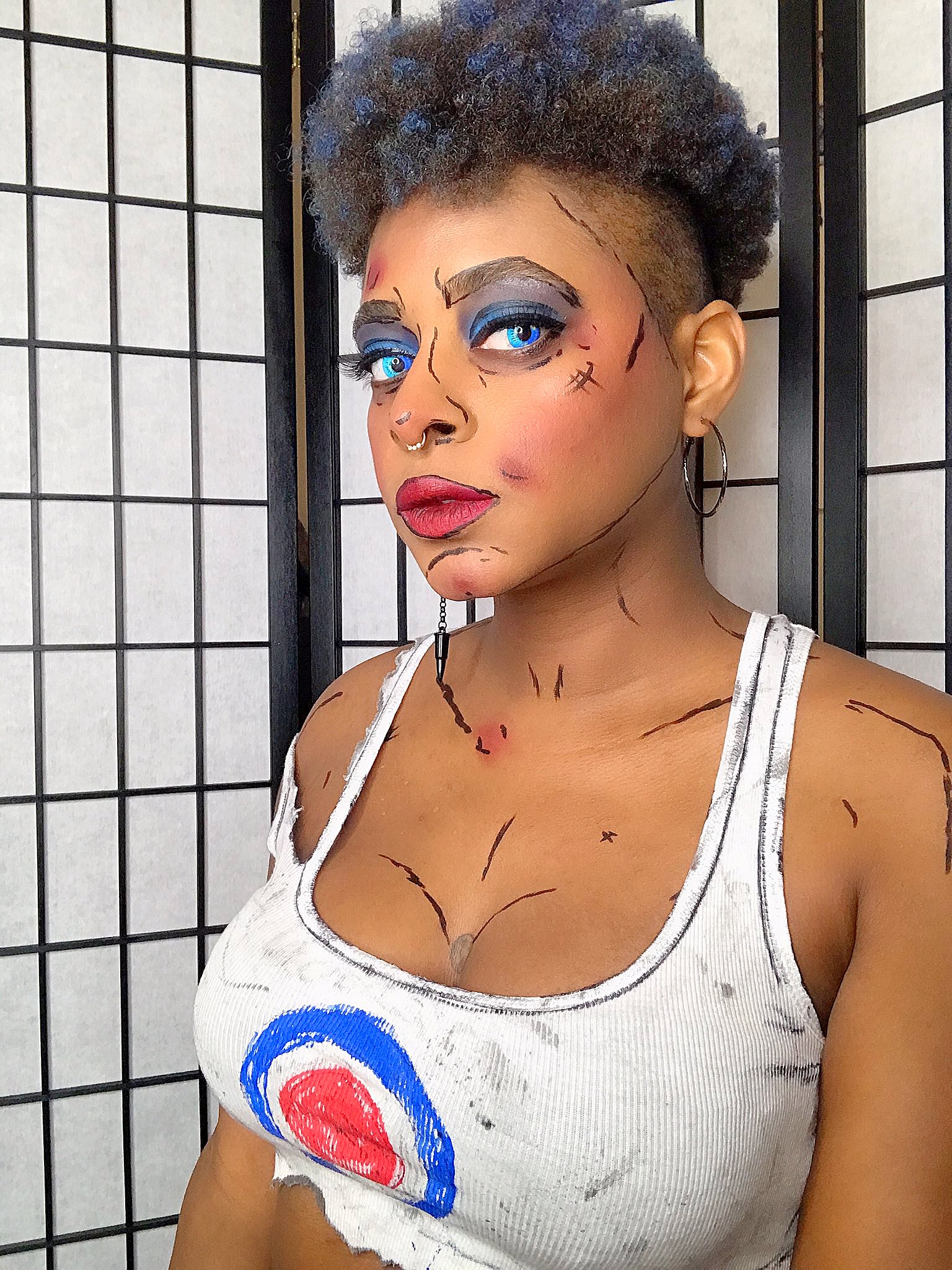 DeLa Doll's Cel Shaded Tank Girl Cosplay Makeup