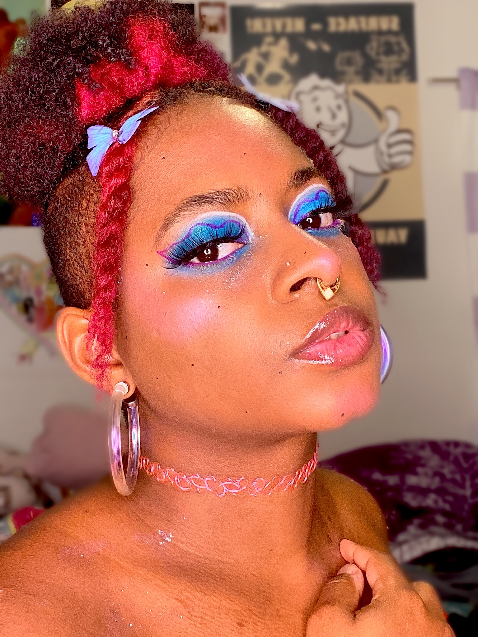 DeLa Doll - Blue, Purple, and White Graphic Liner Makeup